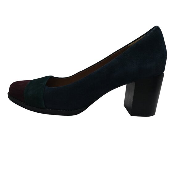 Clarks Tarah Brae Colorblock Suede Chunky Heel Pumps Womens 8.5 - Picture 4 of 14